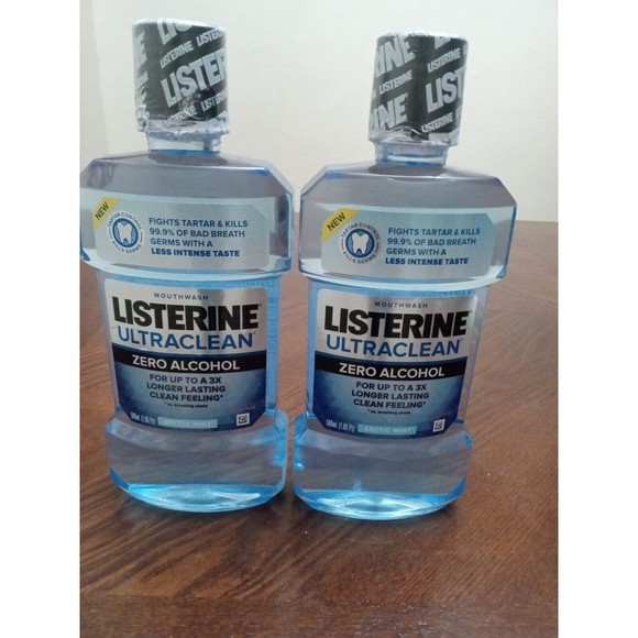 2 Listerine Ultraclean Zero Alcohol Tartar Control Mouthwash Arctic Mint 1 Liter - Picture 1 of 1
